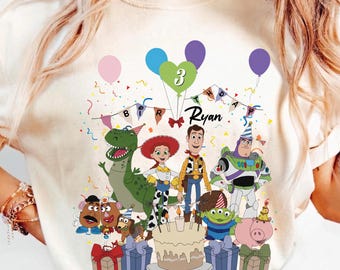 Disney Toy Story Birthday Shirt, Custom Name Age Pixar Tee, Kids Party Graphic Apparel