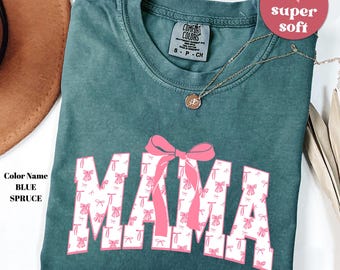 Pink Bow Mama Comfort Colors Shirt, Women's Tee