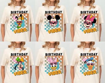 Disney Mickey Friends 90s Birthday Custom Tee, Retro Minnie Donald Goofy Pluto Party Apparel