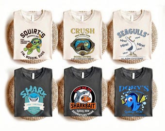 Disney Finding Nemo And Friends, Dory Marlin Squirt Sea Shirt, Ocean Movie Apparel Tee