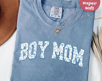 Comfort Colors Jungen Mom Shirt, Toile Floral Mama Tee