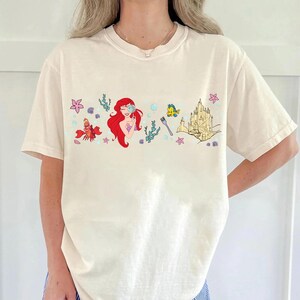 Disney Ariel-skjorta, personlig t-shirt med den lilla sjöjungfrun, vintage-tröja med prinsessorna från havet. bild 4