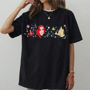 Disney Ariel-skjorta, personlig t-shirt med den lilla sjöjungfrun, vintage-tröja med prinsessorna från havet. bild 3