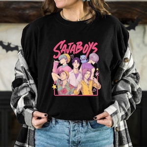 Saja Boys Boy Band Shirt, Kpop Demon Hunters Movie Shirt, Bootleg Retro Movie Shirt, Demon Hunters Merch Shirt, Kpop Saja Boys Shirt