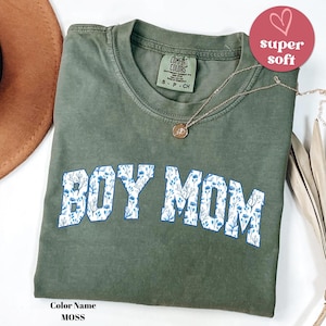 Comfort Colors® Boy Mom Shirt, Toile Floral Boy Mama Shirt, Pregnancy Announcement Boy, Mama of Boys Shirt, Mother&#39;s Day Gift, Cute Mom Tee