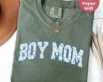 Comfort Colors Jungen Mom Shirt, Toile Floral Mama Tee