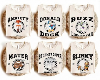 Disney All Characters Shirt, Pixar Toy Story Princess Mickey Friends Inside Out Monsters Marvel