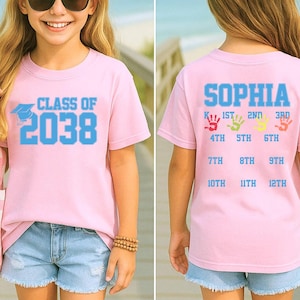 Class Of 2038 Handprint Shirt, 2039 Graduation Shirt, First Day Of School, Grow With Me Shirt, Kinder through Twelfth Grade