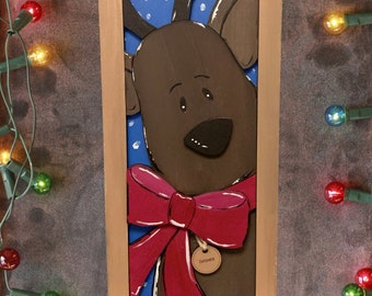 Dasher Reindeer Sign. Snowman Sign. Santa’s Reindeer Sign.  Hand painted Signs. Christmas Decor/ Holiday Decor/3D Christmas sign