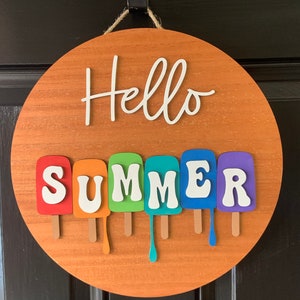 Hello Summer Door Decor. Hello summer Door Hanger. Hello Summer porch decor. Popsicle Door Decor