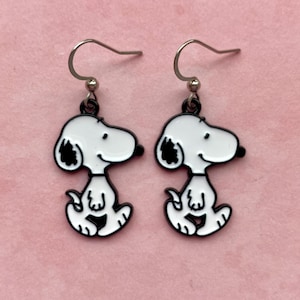 Novelty Snoopy Inspired Earrings, Peanuts Character Earrings, Hypoallergenic Stainless Hooks, Snoopy Dog Gift.