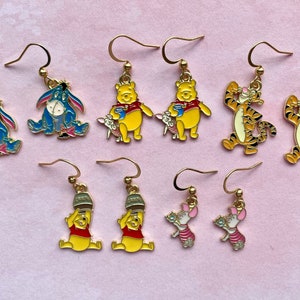 Winnie the Pooh Inspired Earrings. Winnie the Pooh Jewellery. Winnie the Pooh Stocking Filler. Pooh Bear Christmas Gift.