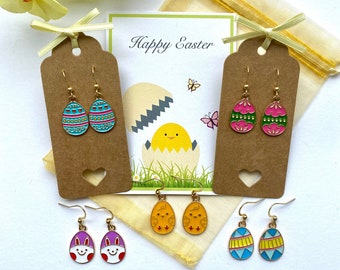 Colourful Easter Egg Drop Earrings. Easter Earrings. Hypoallergenic Stainless Steel Hooks. Easter Gift.