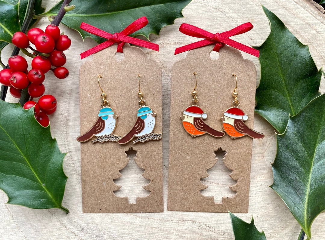 Novelty Christmas Earrings Robin Earrings Christmas Bird Etsy UK