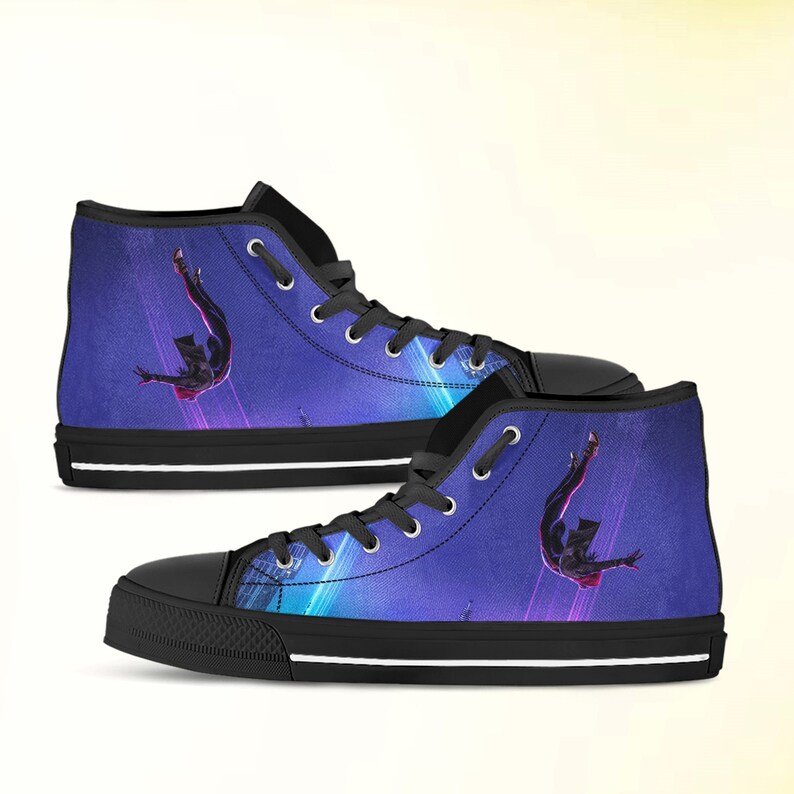 Spiderman Into the Spider Verse Shoes High Top Miles Morales Etsy