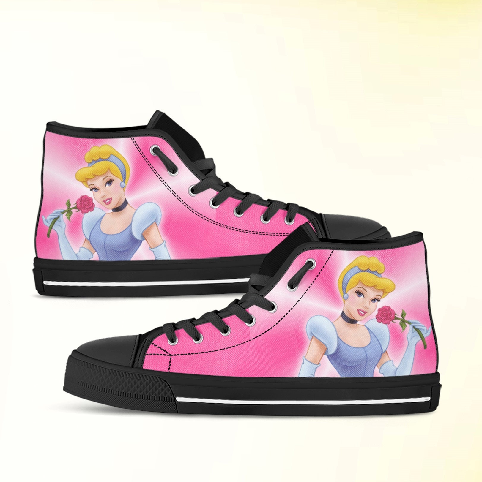 Cinderella Shoes High Top Sneakers. Birthday Gift. Custom 