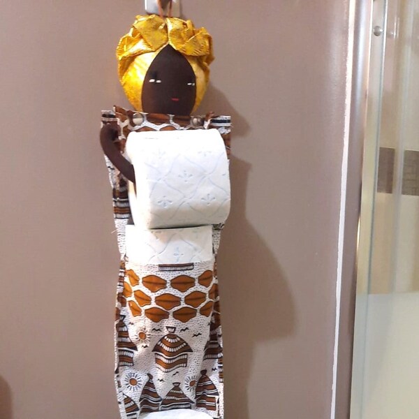 Porte-papier toilette poupée Africaine