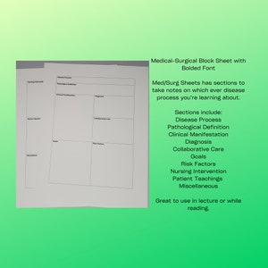 Med-Surg Block Sheets Bolded Font