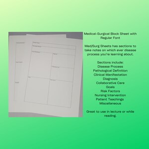 Med-Surg Block Sheets Regular Font