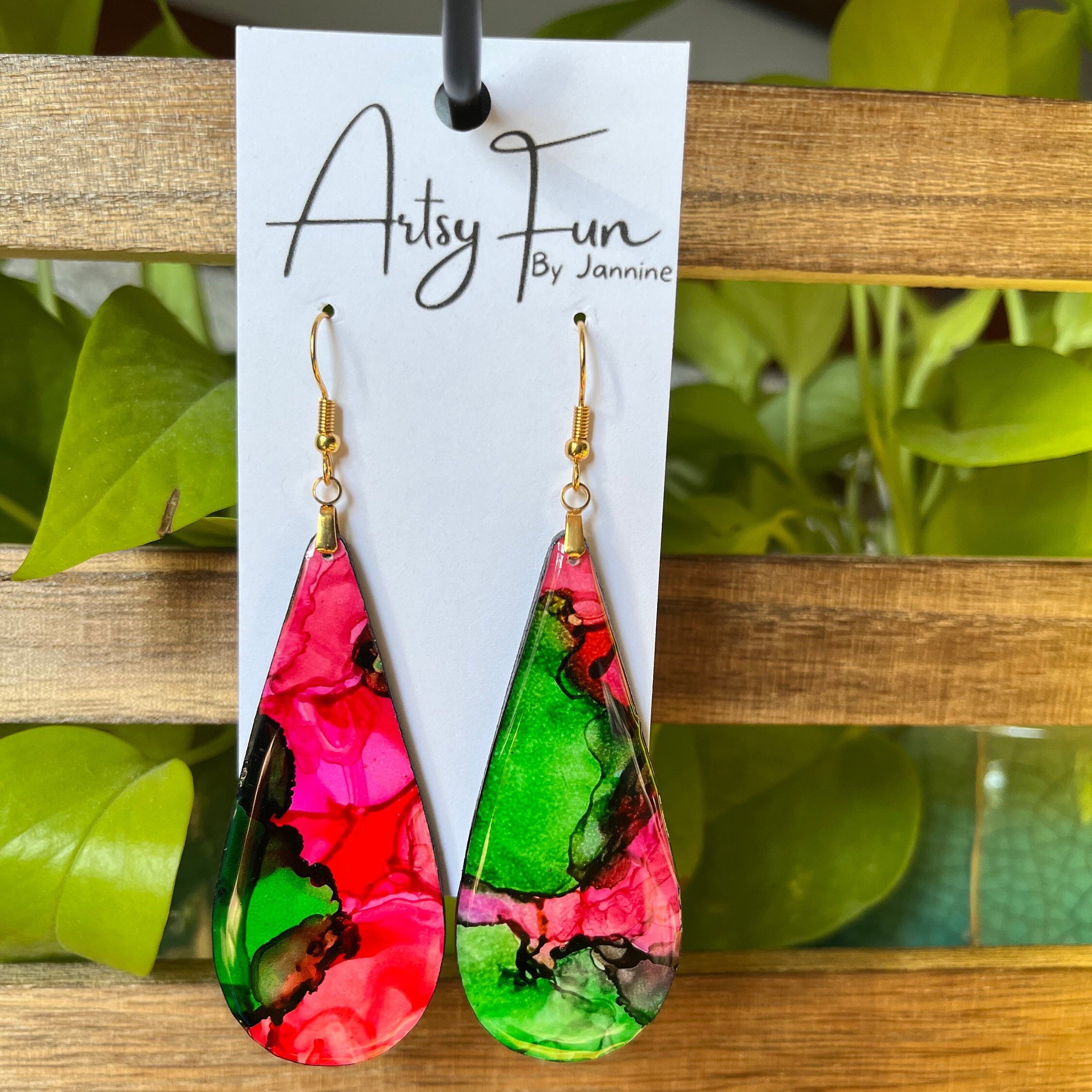 Hand Painted One of A Kind Alcohol Ink Earrings - Etsy