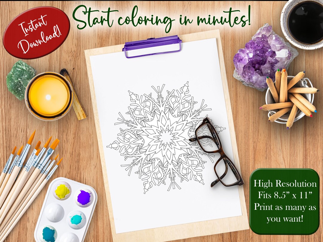 Coloring Page for Adults  Printable Christmas Snowflake