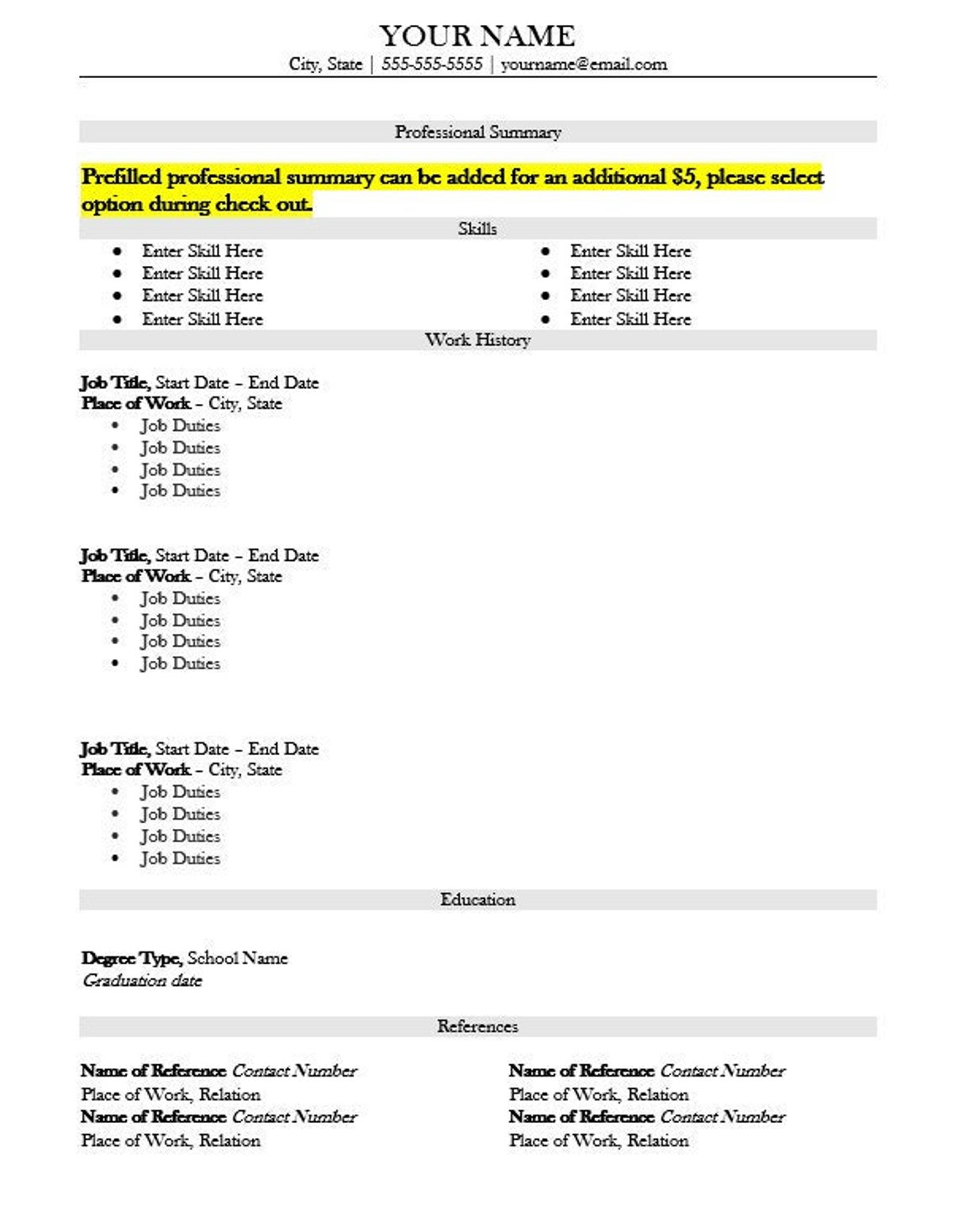 Simple Resimae Simple Resume Template - Etsy