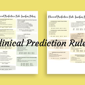 7 PAGE Clinical Prediction Rules (CPR&#39;s) for Orthopedic Physical Therapy Study Guide/Cheat Sheet