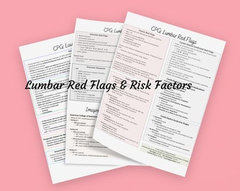 3 page Study Guide Lumbar CPG Red Flags, Risk Factors, Prognosis