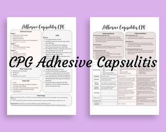 2 Page CPG for Adhesive Capsulitis- Physical Therapy OCS/NPTE study guide
