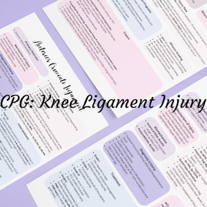 7 Page CPG for Knee Ligament Injury- Study Guide for physical therapy OCS/NPTE