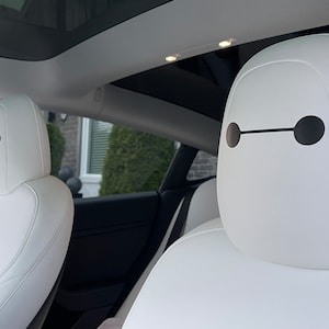 Big Hero Baymax Eyes- Set of 6 - Tesla seat decal stickers - Model S 3 X Y - Includes Transfer Tape