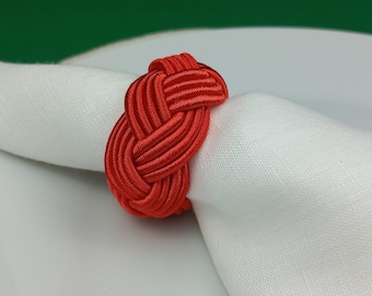 Red Rayon Napkin Ring, Sailor Napkin Ring, Turks Head Napkin Holder, Christmas Table Decor, Thanks Giving Day Decor, Wedding Table Decor
