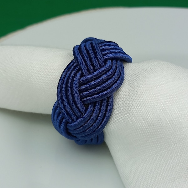 Navy Blue Rayon Napkin Ring, Sailor Napkin Ring, Turks Head Napkin Holder, Table Decor, Thanks Giving Day Dinner Decor, Wedding Table Decor