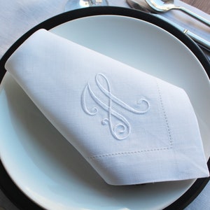 Monogrammed Wedding Napkin, Custom Linen Napkin, Personalized Linen Napkin, Hemstitched Linen Napkin, Custom Napkin for Housewarming Gift image 3