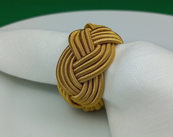 Gold Rayon Napkin Ring, Sailor Napkin Ring, Turks Head Napkin Holder, Table Decor, Thanks Giving Day Dinner Decoration, Wedding Table Decor