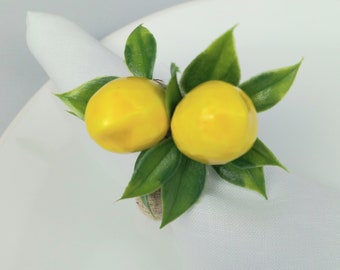 Lemon Napkin Ring, Lemon Napkin Holder, Citrus Table Decor, Artificial Lemon Napkin Ring, Wedding Table Decor, Housewarming Gift, Party Deco