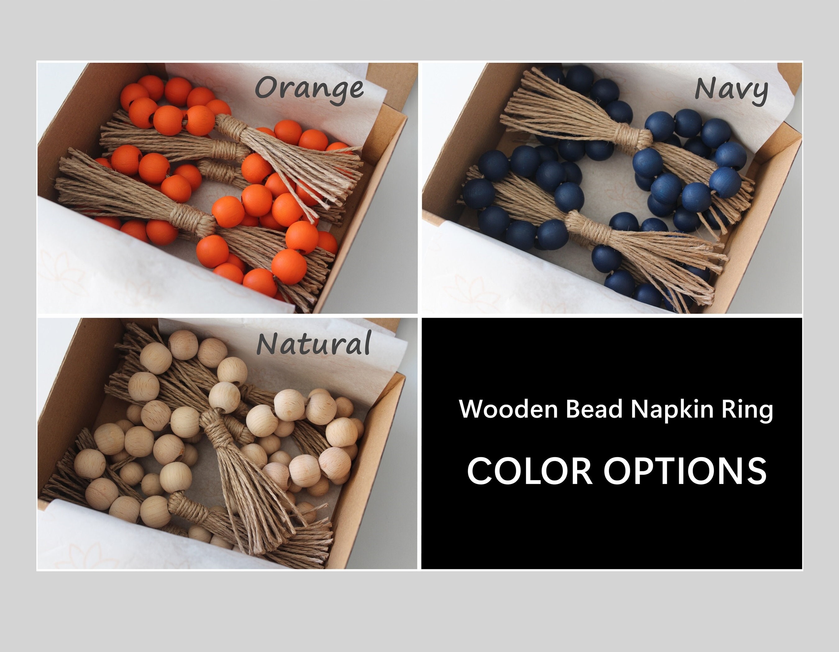 Set of Four Laucala Wooden Beaded Napkin Rings