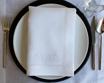 Custom Monogrammed Linen Napkin, Wedding Linen Napkin, Customized Linen Napkin, Hemstitched Linen Napkin, Embroidered Linen Dinner Napkin