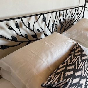 Custom Linen Duvet Set, Embroidered Linen Bedding Set, Linen Flat Sheet