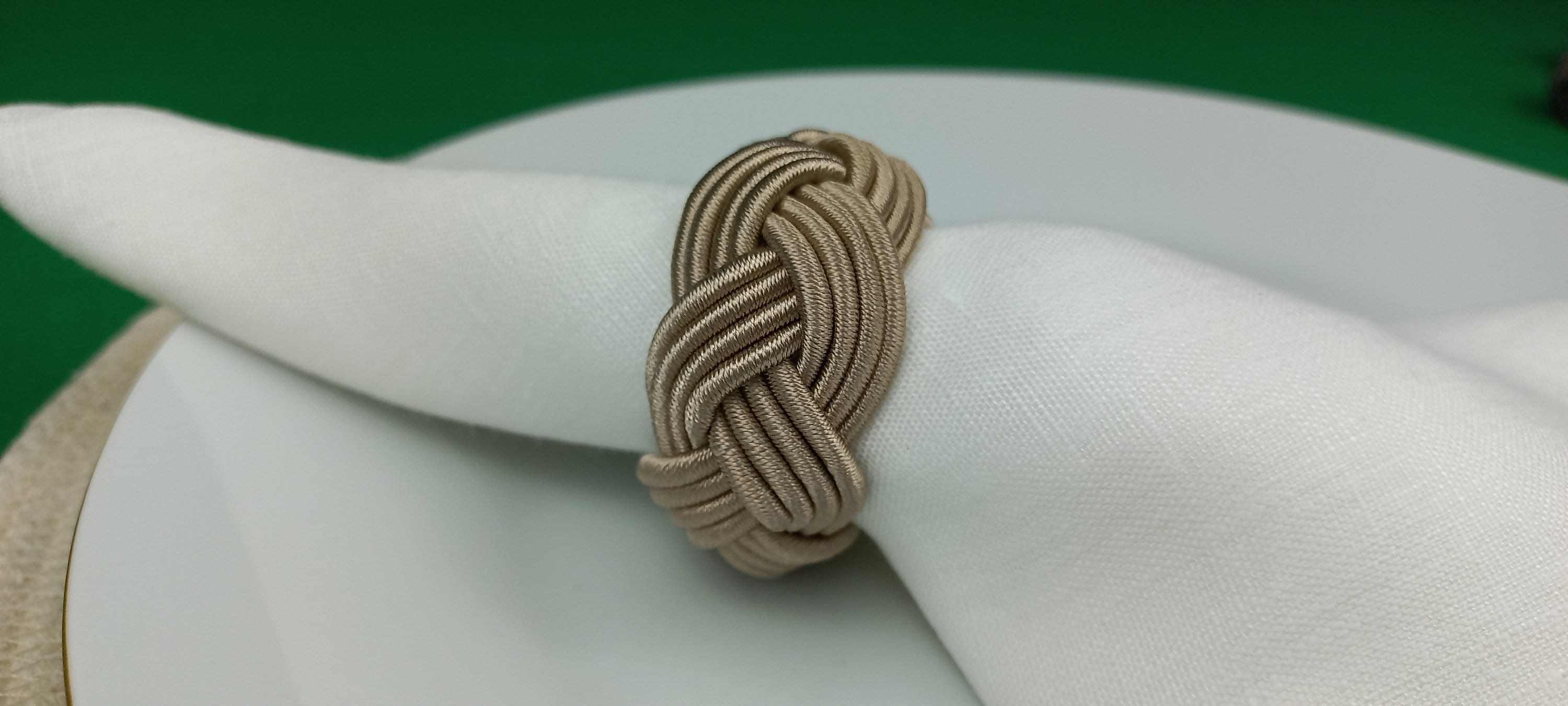 Oatmeal Rayon Napkin Ring, Oyster Sailor Napkin Ring, Turks Head Napkin Holder, Table Decor, Thanks Giving Day Decor, Wedding Table Decor