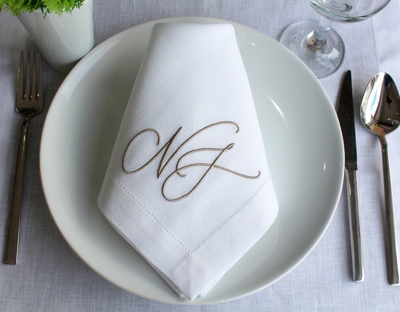 Set of 6 Monogrammed Dinner Napkins