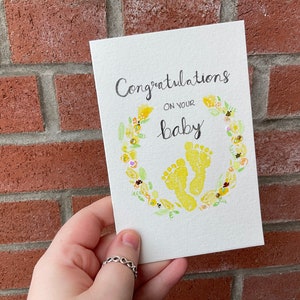 Félicitations pour votre bébé ! | Fait main individuellement | Aquarelle | 4x6 | Carte vierge