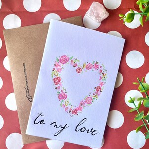 À mon amour - Carte de Saint-Valentin | Individuellement fait à la main | Aquarelle | 4 x 6 | Carte vierge