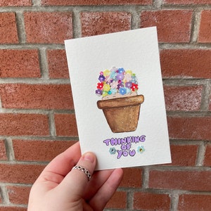 Pensant à vous! Carte de fleurs | Fait main individuellement | Aquarelle | 4x6 | Carte vierge