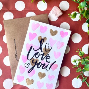 Je t'aime! Carte Saint-Valentin| Individuellement fait à la main | Aquarelle | 4 x 6 | Carte vierge