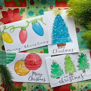 Christmas Cards | Individually Hand Made | Watercolour | 4 x 6 | Blank Cards