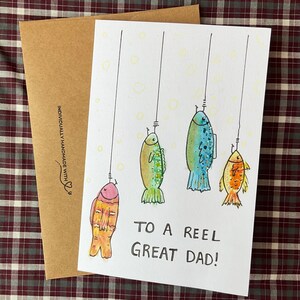 Reel Grande carte de fête des pères | Fait à la main individuellement | Aquarelle | 4 x 6 | Carte vierge