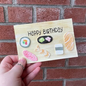 Joyeux anniversaire! Carte de sushis | Fait main individuellement | Aquarelle | 4x6 | Carte vierge