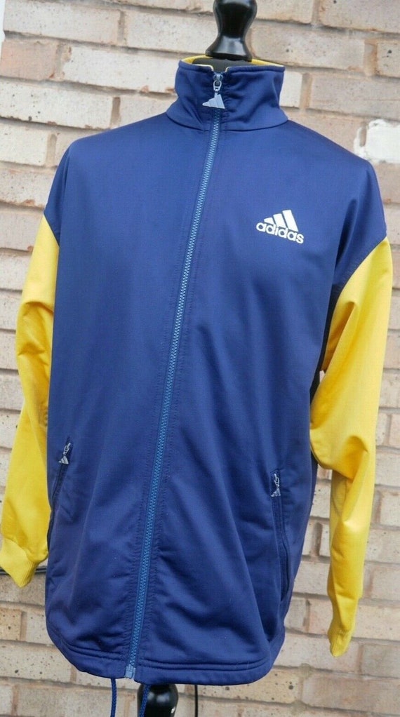 Adidas Track Jacket Mens Blue/yellow Mountain Logo Vintage Retro 
