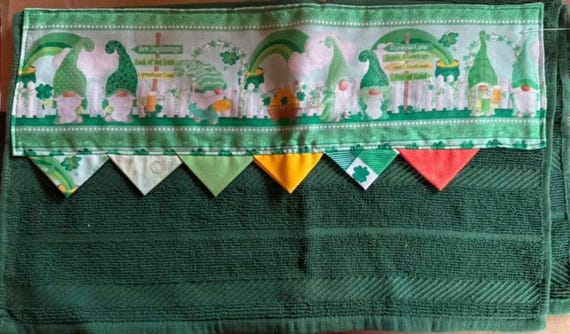 Kitchen Towels. Set of 2.  St Patrick’s Gnomes